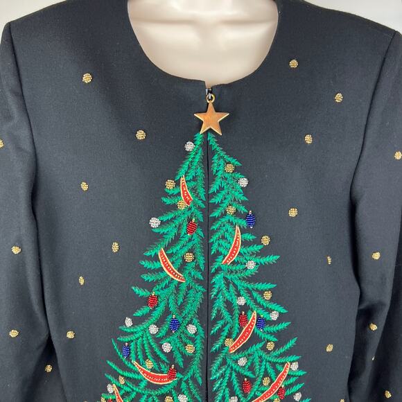 Jenna Woman Wool Cardigan Size 14 Embroidered Embellished Zips - Picture 2 of 10